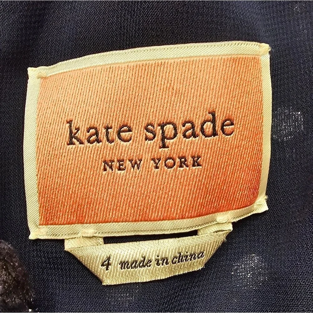 KATE SPADE NY‎ Women's 4 Navy/Silver Scatter Dot Silk Velvet Burnout Jumpsuit